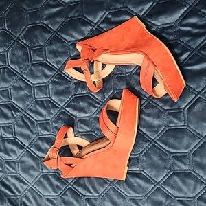 Orange Platform Wedges sz US8.5